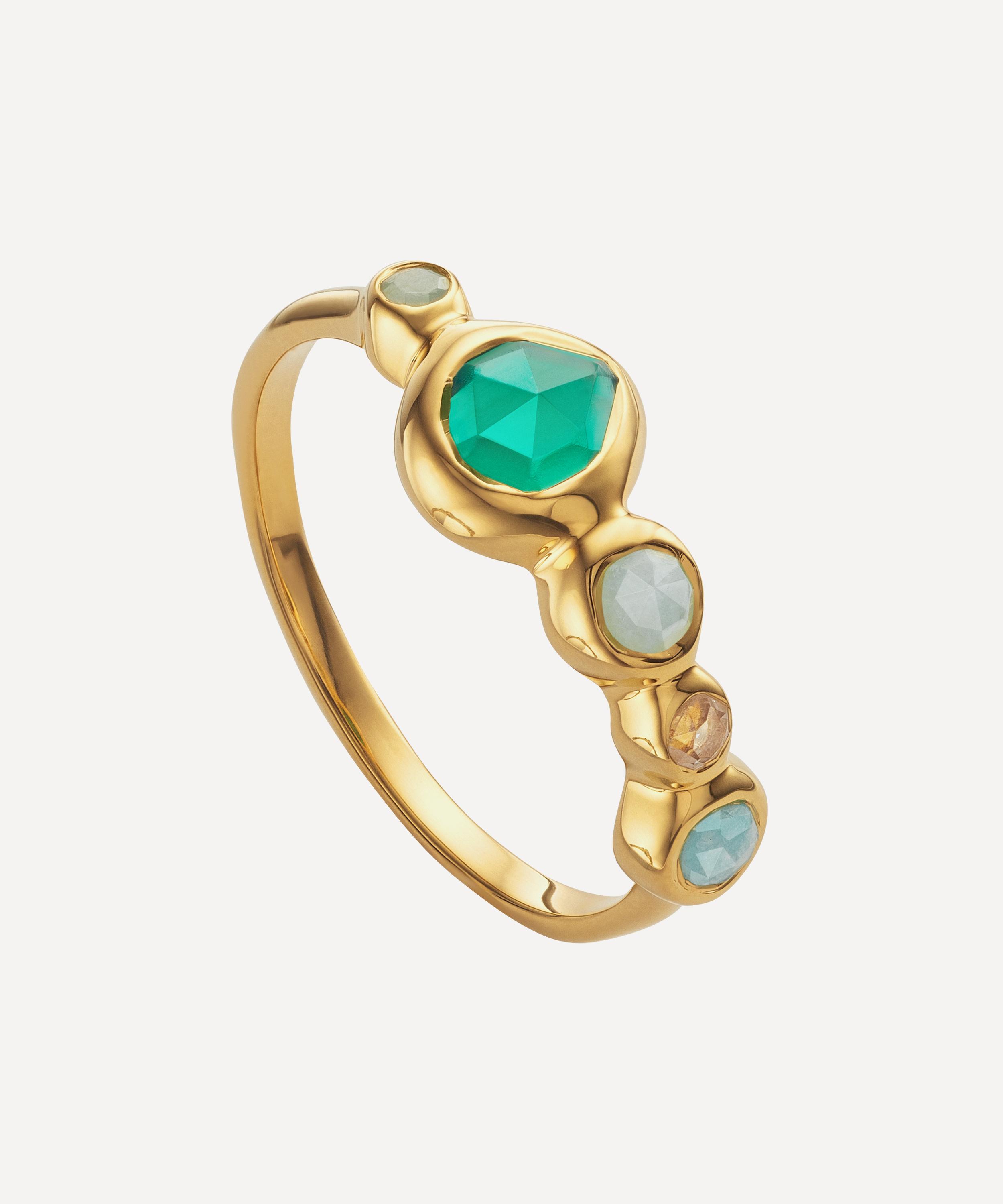 Monica Vinader - 18ct Gold Plated Vermeil Silver Siren Tonal Half Eternity Ring image number 