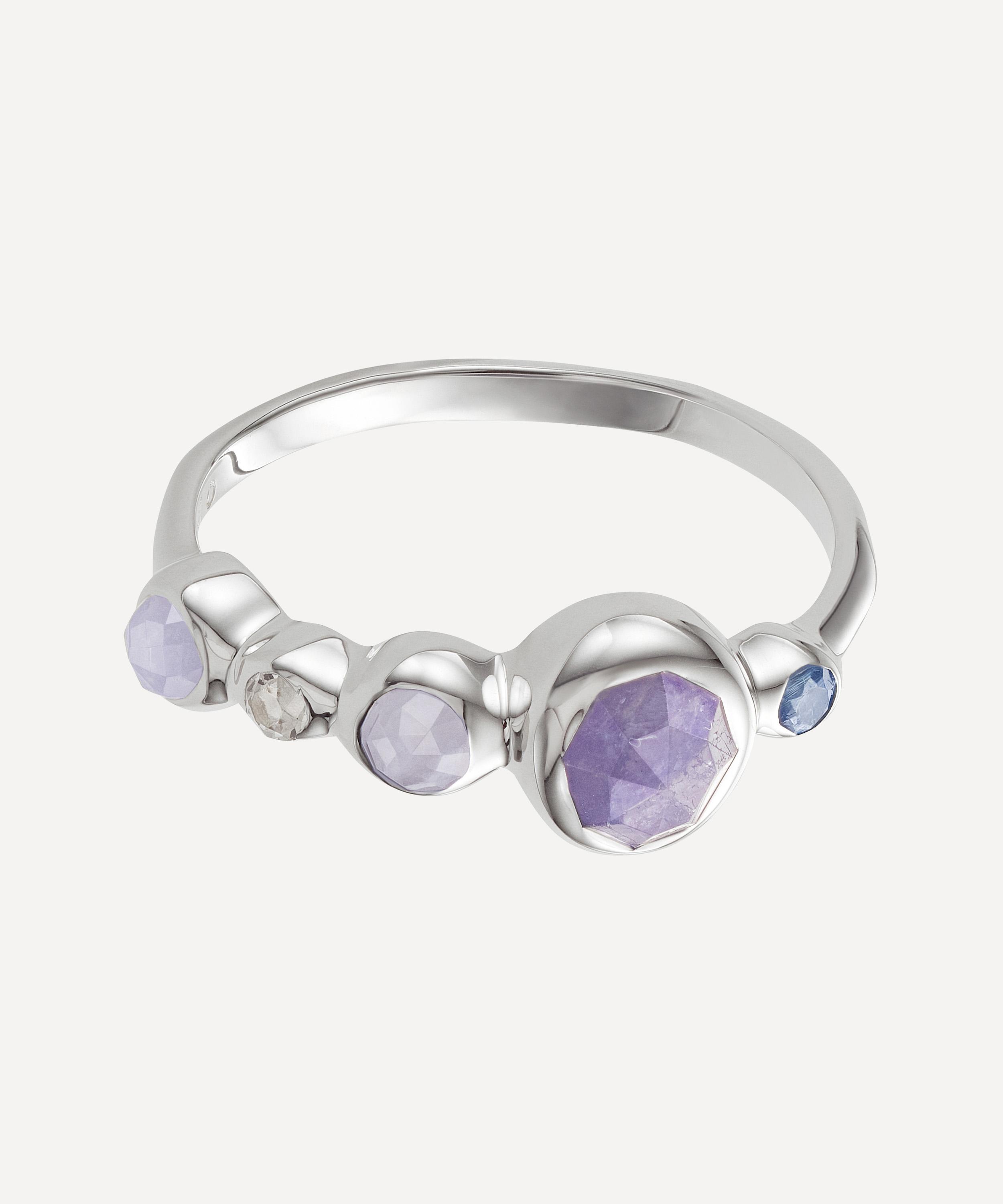 Monica Vinader - Silver Siren Tonal Multi-Stone Half Eternity Ring image number 