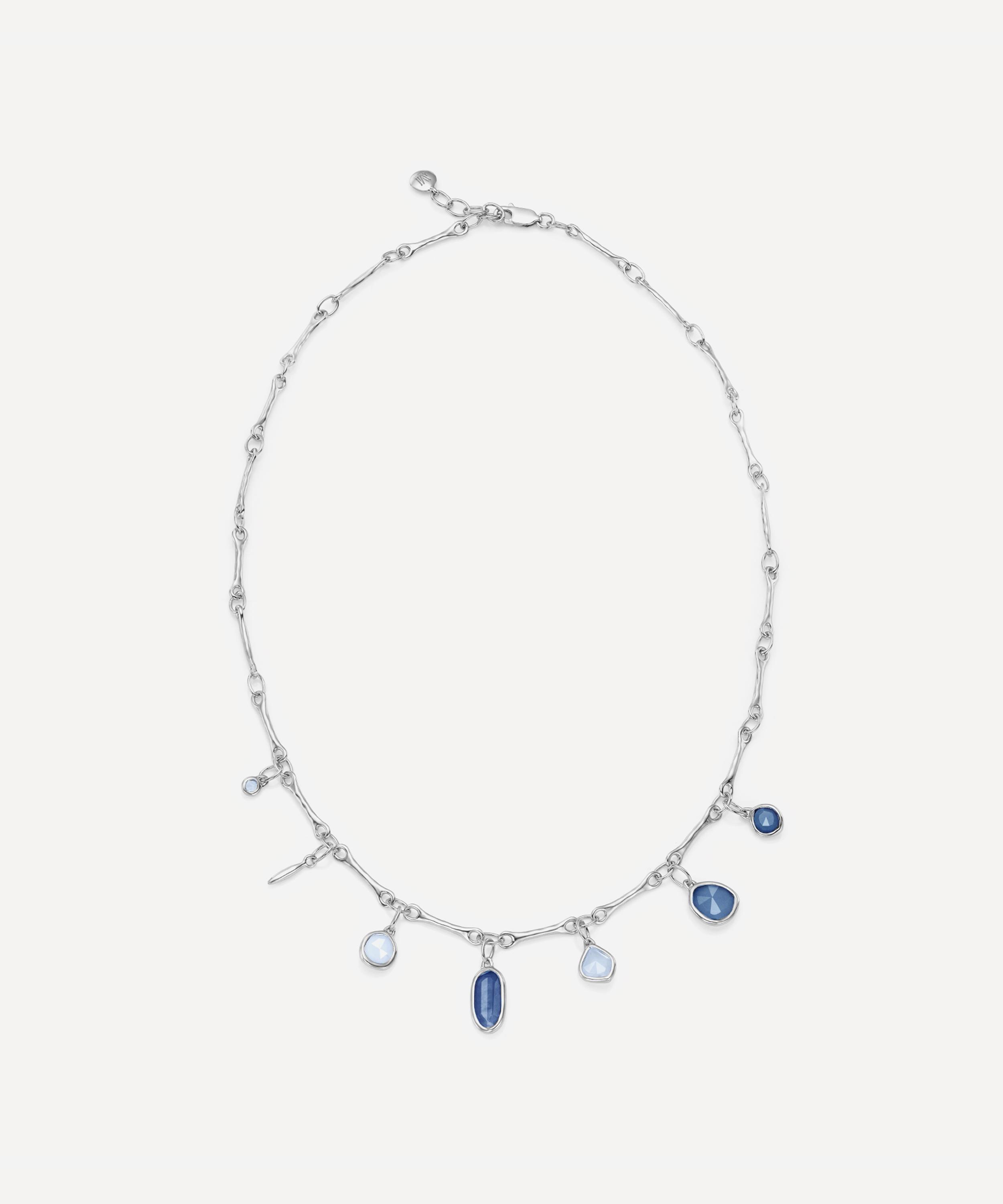Monica Vinader - Silver Siren Tonal Multi-Stone Drop Necklace image number 0