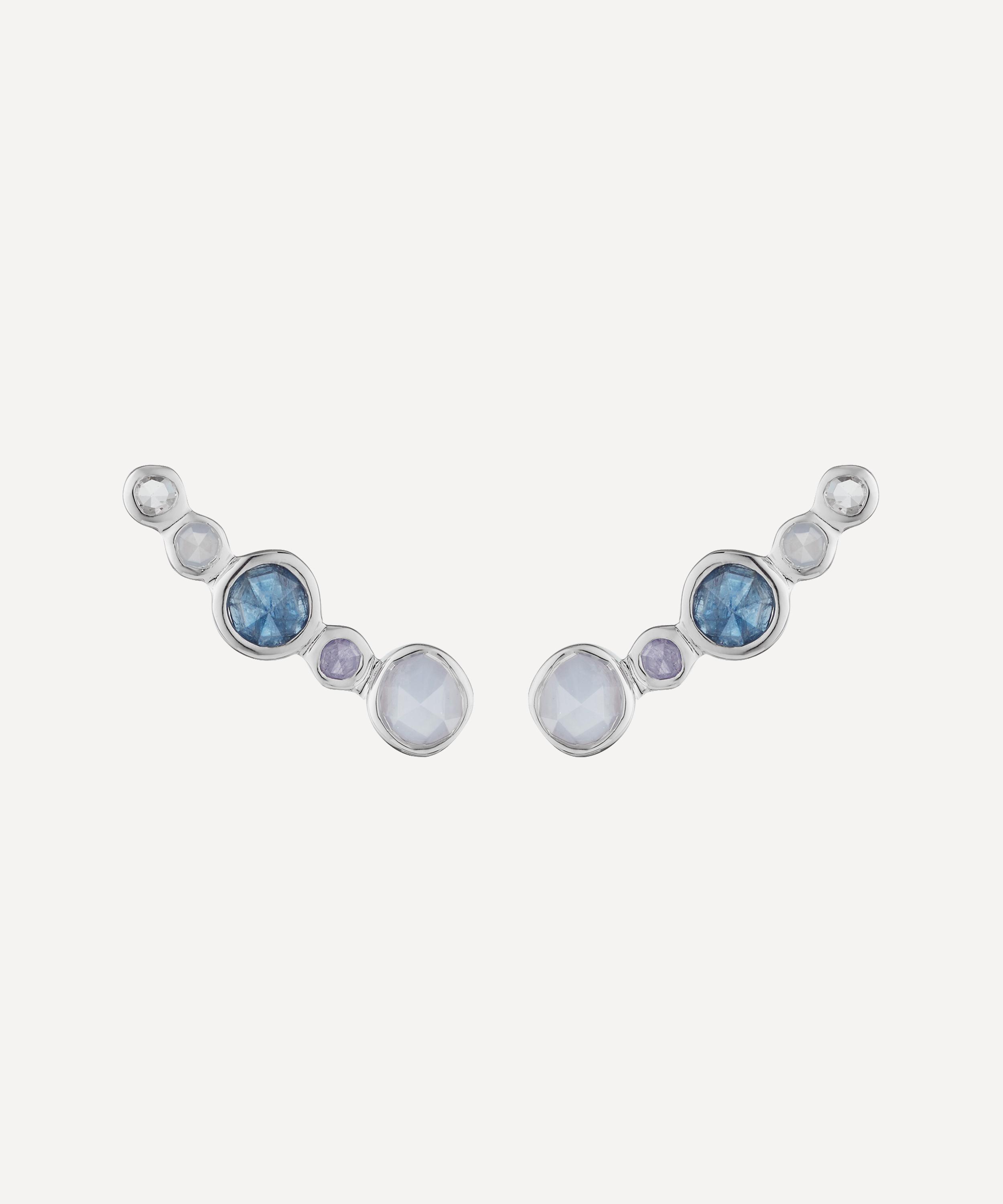 Monica Vinader - Silver Siren Tonal Multi-Stone Climber Earrings image number 0