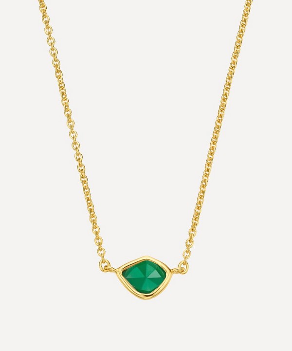Monica Vinader - Gold Plated Vermeil Silver Siren Green Onyx Mini Nugget Pendant Necklace image number null