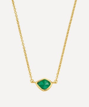 Monica Vinader - Gold Plated Vermeil Silver Siren Green Onyx Mini Nugget Pendant Necklace image number 0