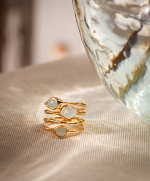 Monica Vinader - Gold Plated Vermeil Silver Siren Aquamarine Cluster Cocktail Ring image number 1