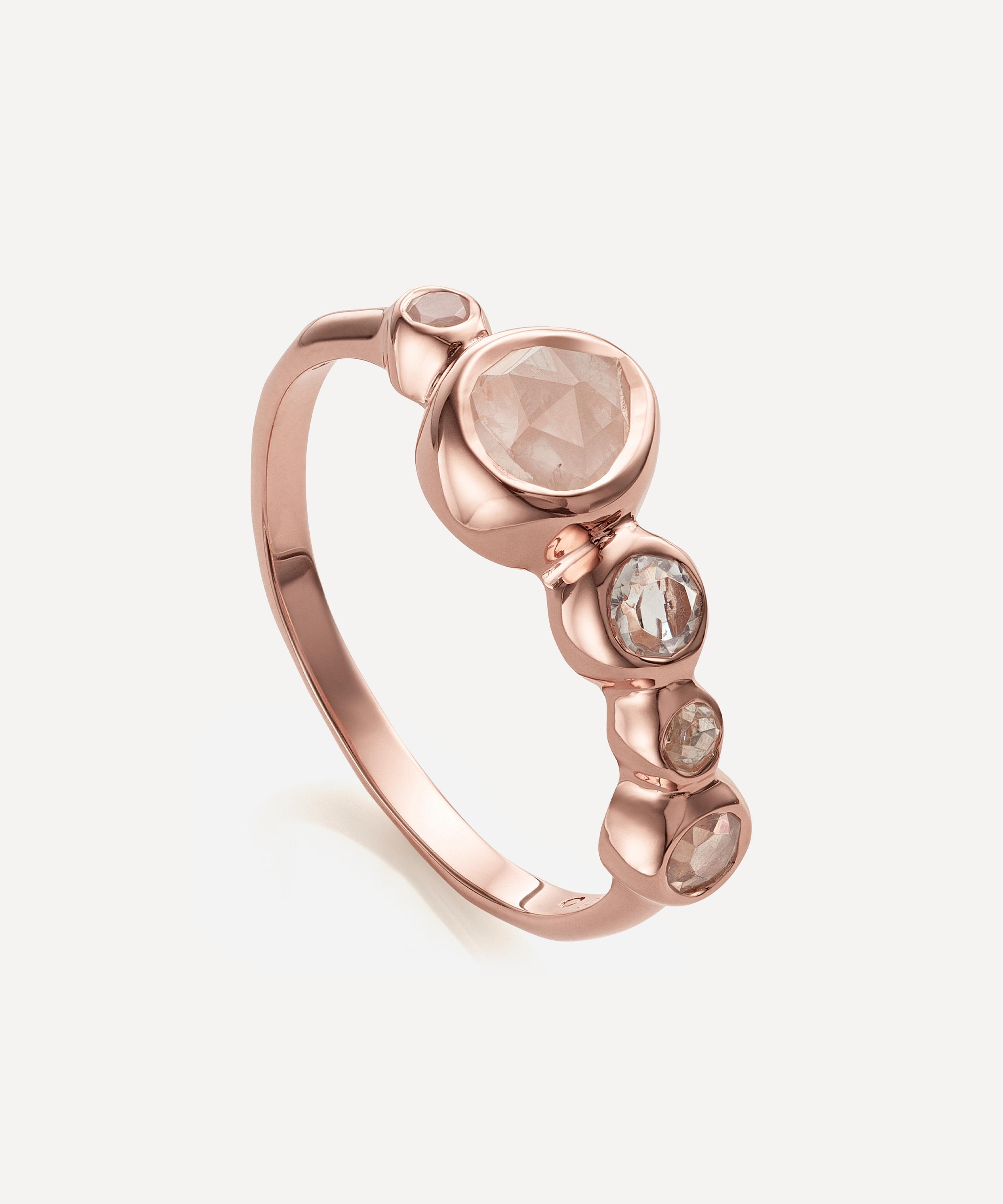 Monica Vinader - Rose Gold Plated Vermeil Silver Siren Tonal Multi-Stone Half Eternity Ring image number 0