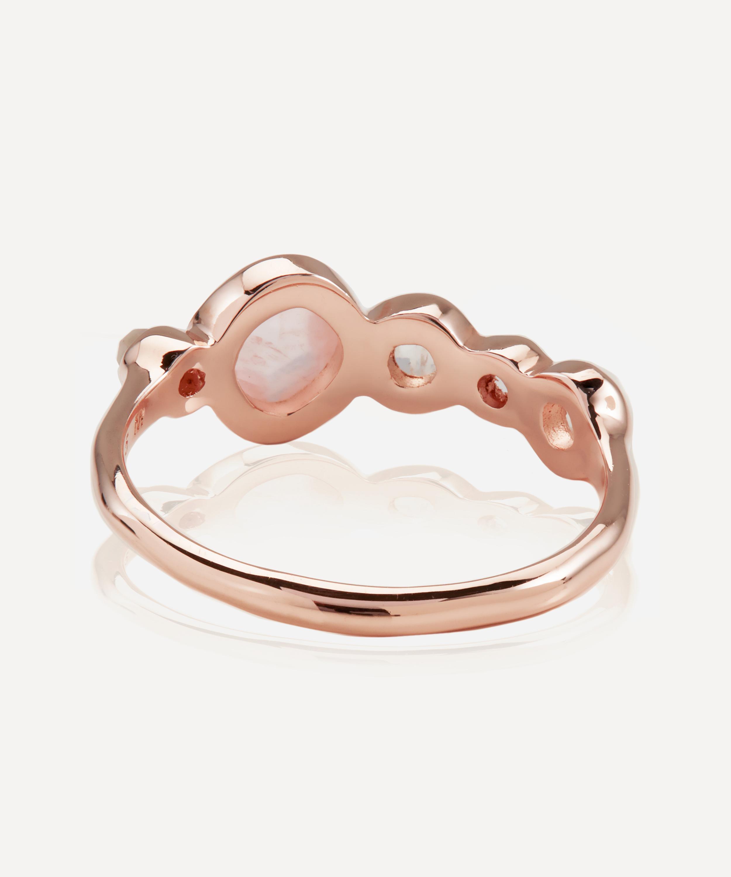 Monica Vinader - Rose Gold Plated Vermeil Silver Siren Tonal Multi-Stone Half Eternity Ring image number 1