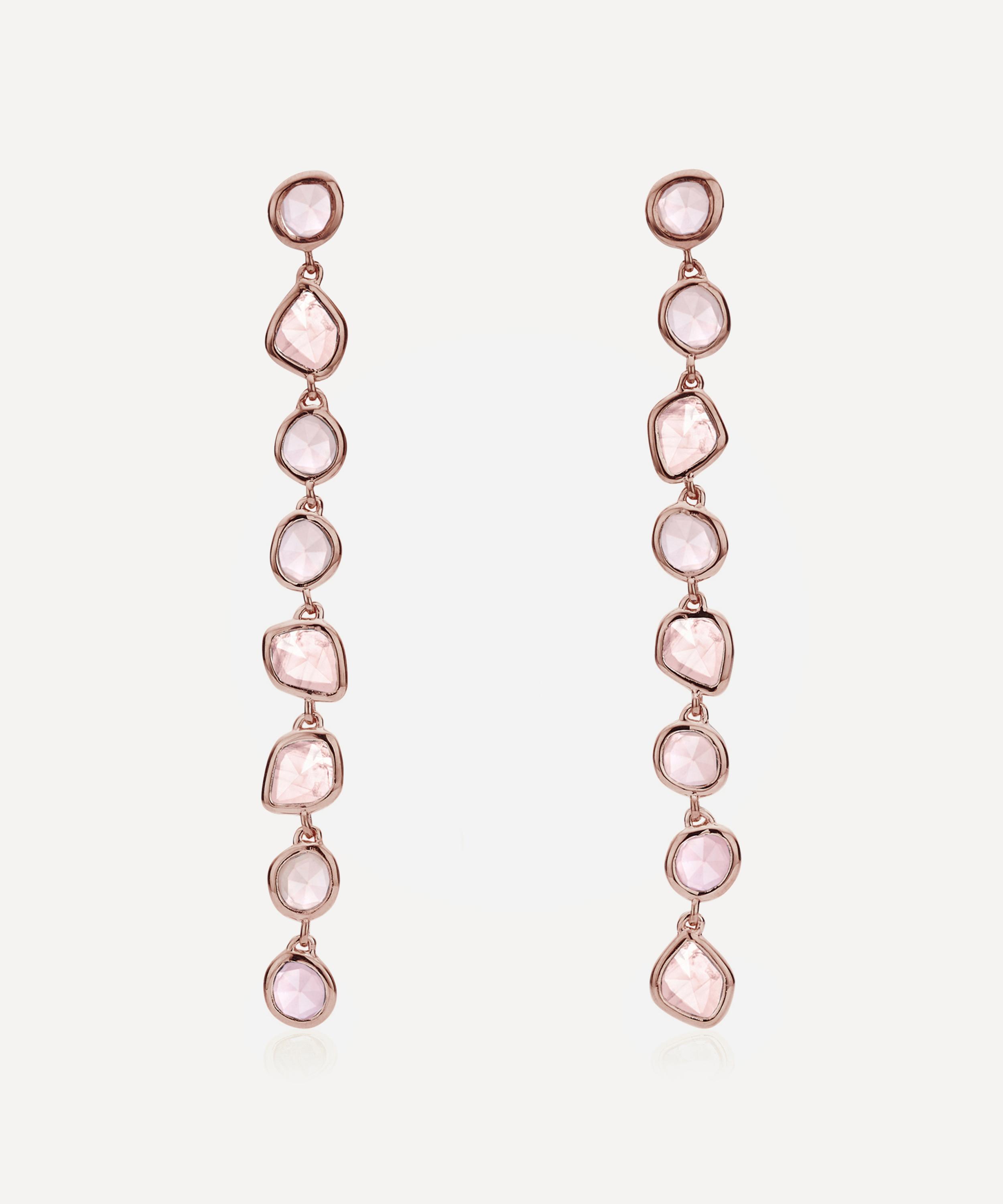 Shop Monica Vinader Rose Gold Plated Vermeil Silver Siren Rose Quartz Mini Nugget Cocktail Earrings In Rose Gold Vermeil