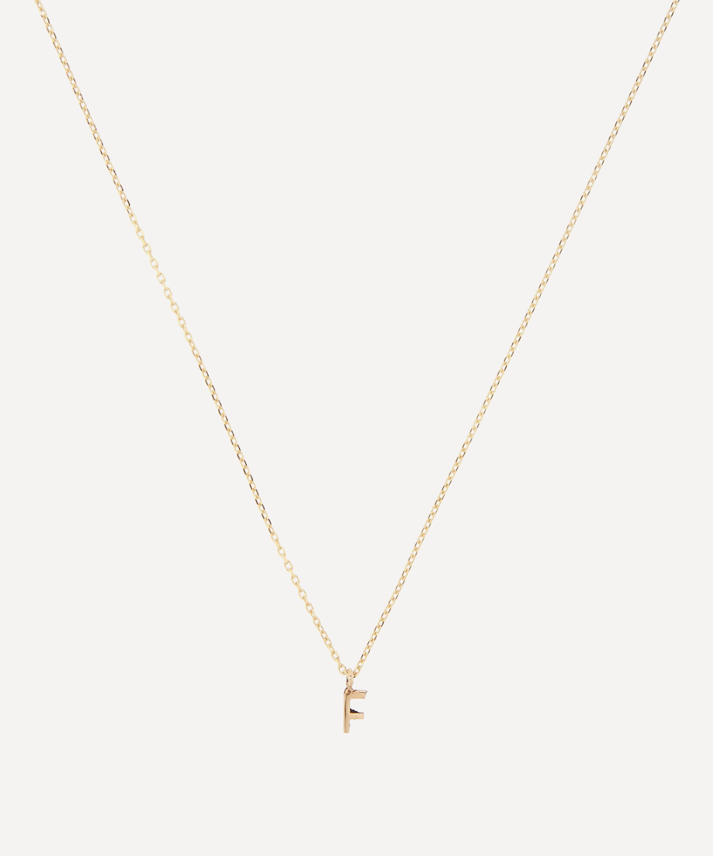 AURUM + GREY - 9ct Gold F Initial Pendant Necklace image number 0