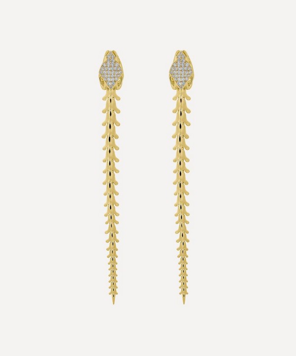 Shaun Leane - Gold Plated Vermeil Silver Serpent's Trace Large Diamond Drop Earrings image number null