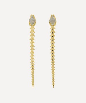 Shaun Leane - Gold Plated Vermeil Silver Serpent's Trace Large Diamond Drop Earrings image number 0