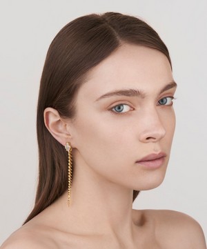Shaun Leane - Gold Plated Vermeil Silver Serpent's Trace Large Diamond Drop Earrings image number 1
