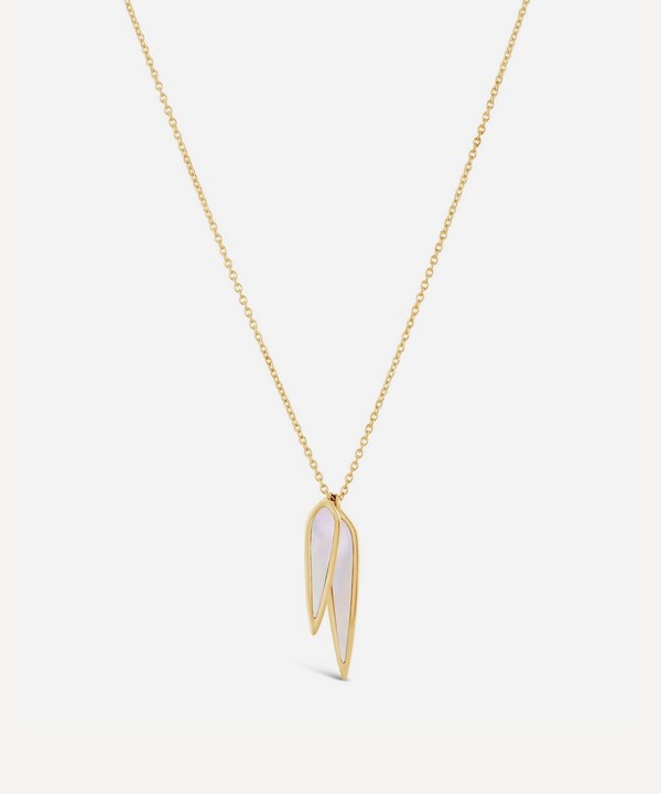 Dinny Hall - Gold Plated Vermeil Silver White Petal Lucy Mother of Pearl Double Pendant Necklace image number null