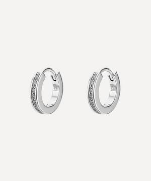 Monica Vinader - Silver Skinny Diamond Huggie Hoop Earrings image number 0
