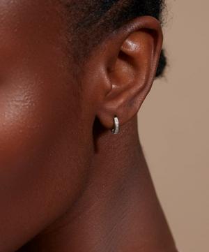 Monica Vinader - Silver Skinny Diamond Huggie Hoop Earrings image number 1