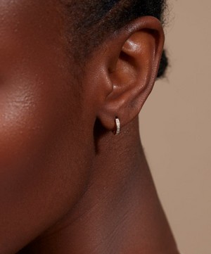 Monica Vinader - Gold Plated Vermeil Silver Skinny Diamond Huggie Hoop Earrings image number 1