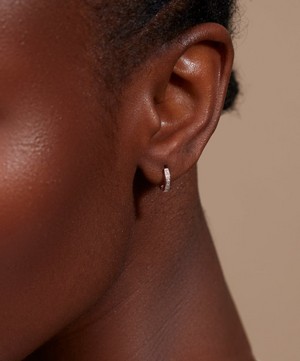 Monica Vinader - Rose Gold Plated Vermeil Silver Skinny Diamond Huggie Hoop Earrings image number 2