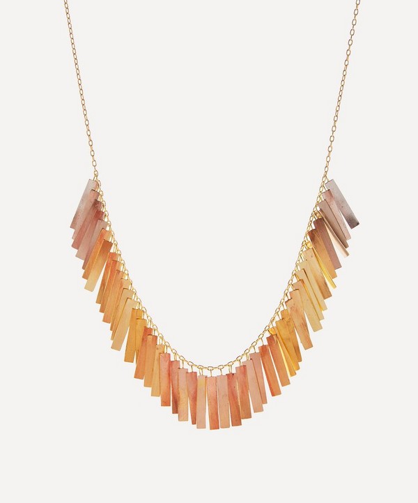Sia Taylor - 18ct-24ct Rainbow Gold Sunset Fringe Arc Necklace image number null
