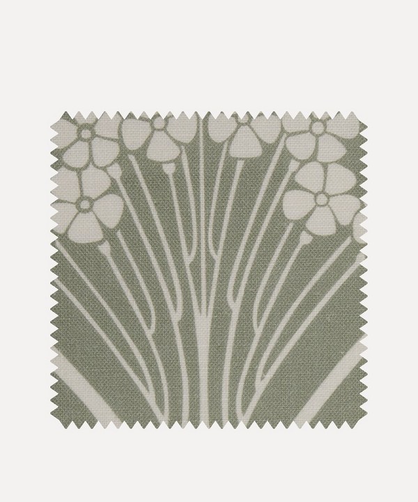 Liberty Interiors - Fabric Swatch - Ianthe Bloom Mono Chiltern Linen in Lichen image number null