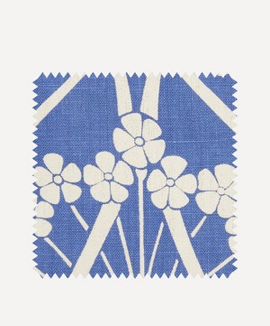 Liberty Interiors - Fabric Swatch - Ianthe Bloom Stencil Chiltern Linen in Lapis image number 0