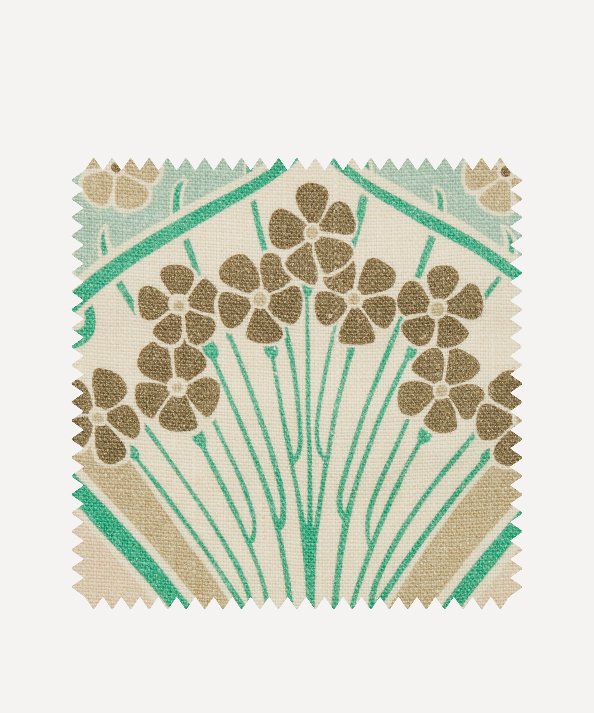 Liberty Interiors - Fabric Swatch - Ianthe Bloom Multi Ladbroke Linen in Jade image number 0