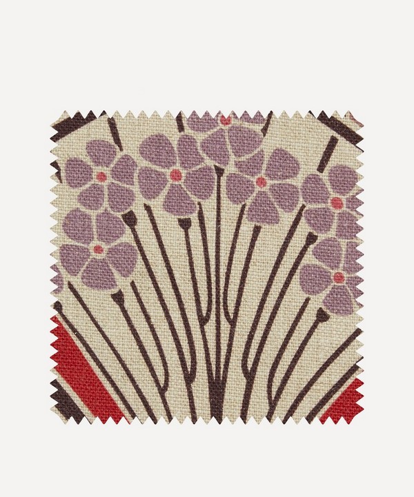 Liberty Interiors - Fabric Swatch - Ianthe Bloom Multi Ladbroke Linen in Lacquer