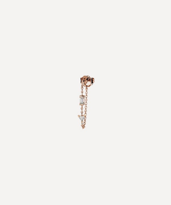 Maria Tash - 18ct Baguette and Triangle Diamond Chain Wrap Stud Earring image number null