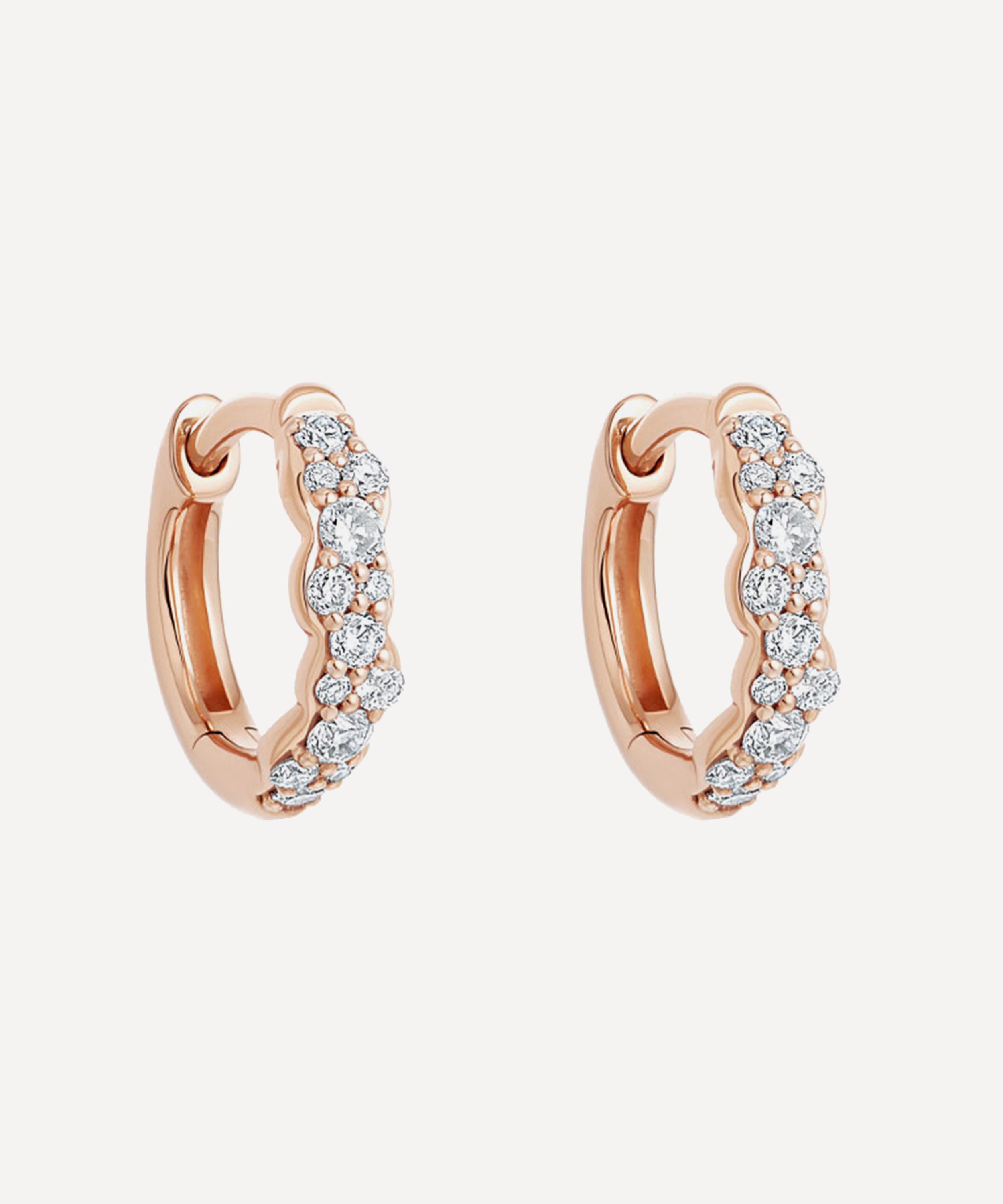 Astley Clarke - 14ct Rose Gold Mini Interstellar Diamond Hoop Earrings image number 0