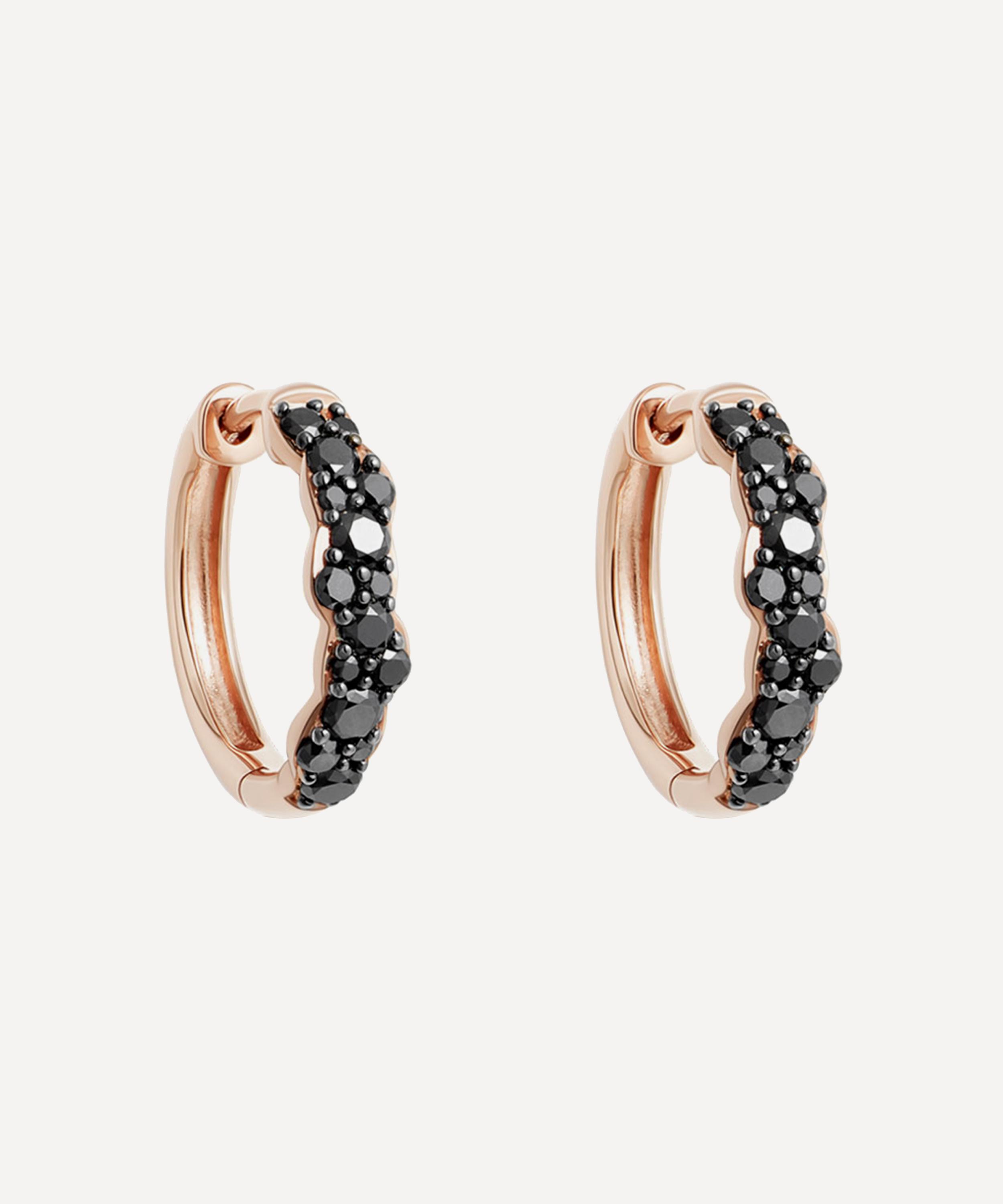 Astley Clarke - 14ct Rose Gold Medium Interstellar Black Diamond Hoop Earrings image number 0