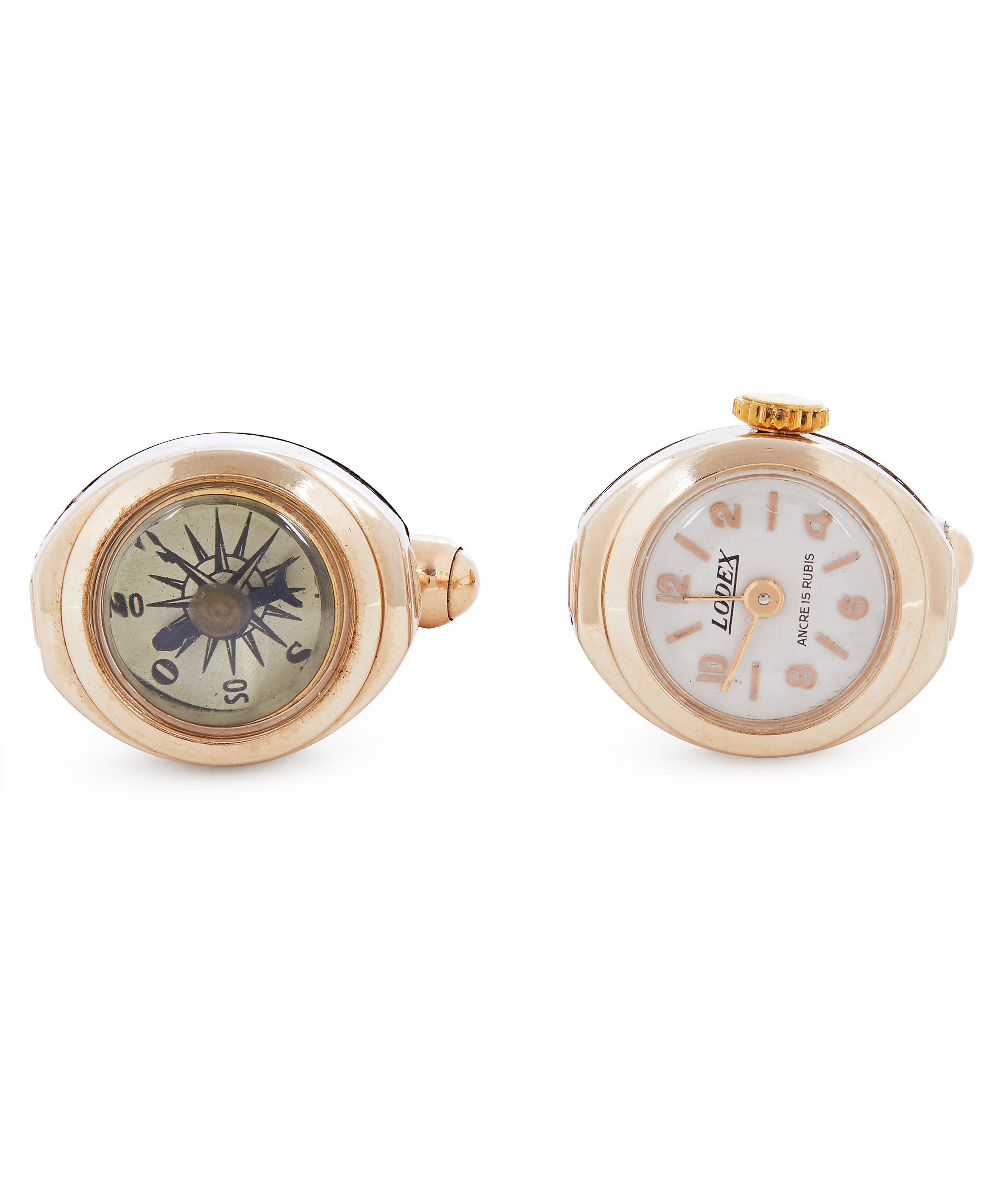 Designer Vintage - 1950s-1960s Gilt Lodex Watch and Compass Cufflinks image number 0