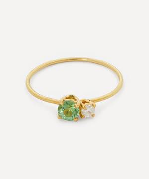 18ct Gold Principesca Diamond and Green Tourmaline Ring