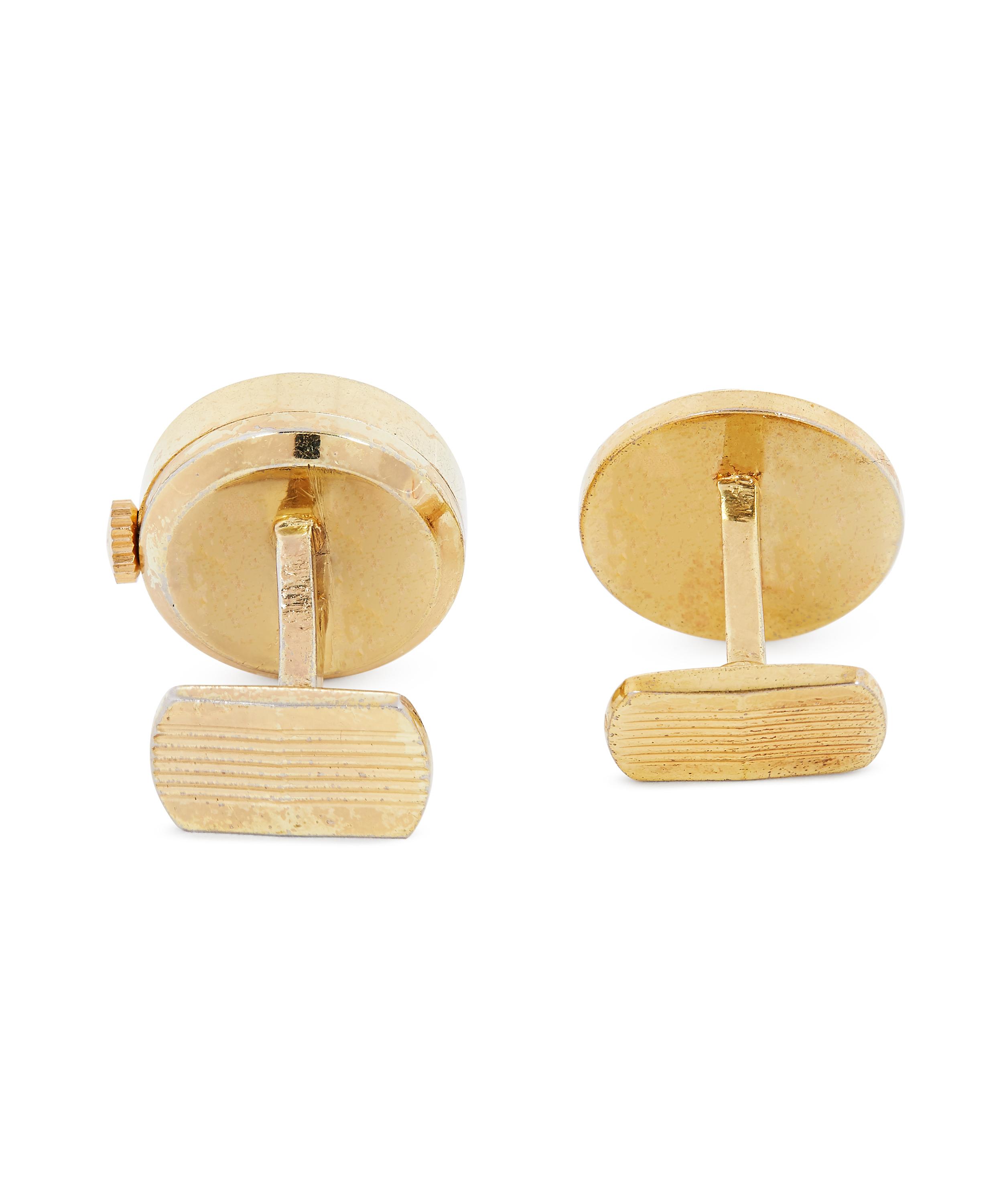 Designer Vintage - 1960s Favre-Leuba Gilt Watch Cufflinks image number 2