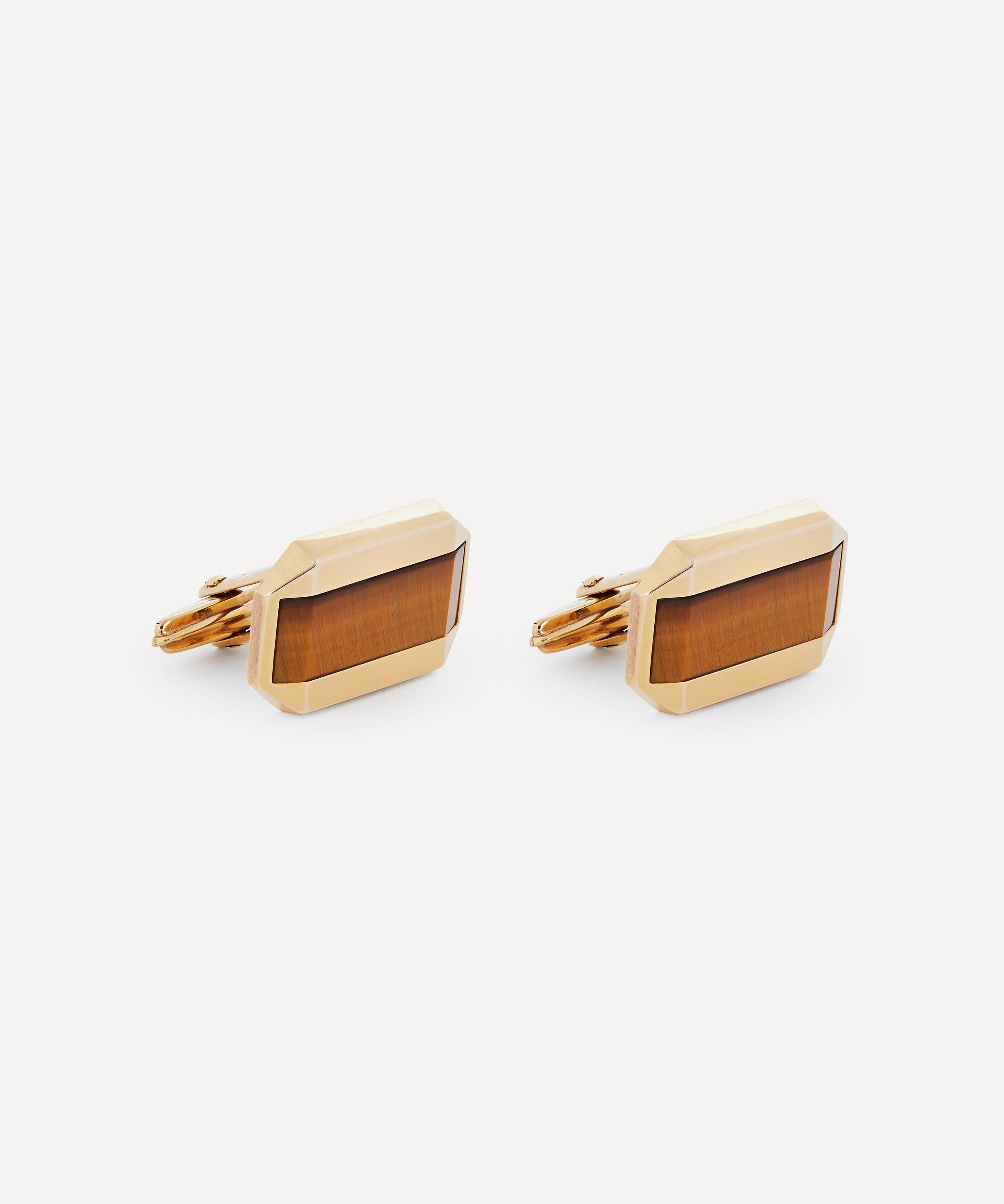 Designer Vintage - 1980s 9ct Gold and Tiger’s Eye Cufflinks image number 1