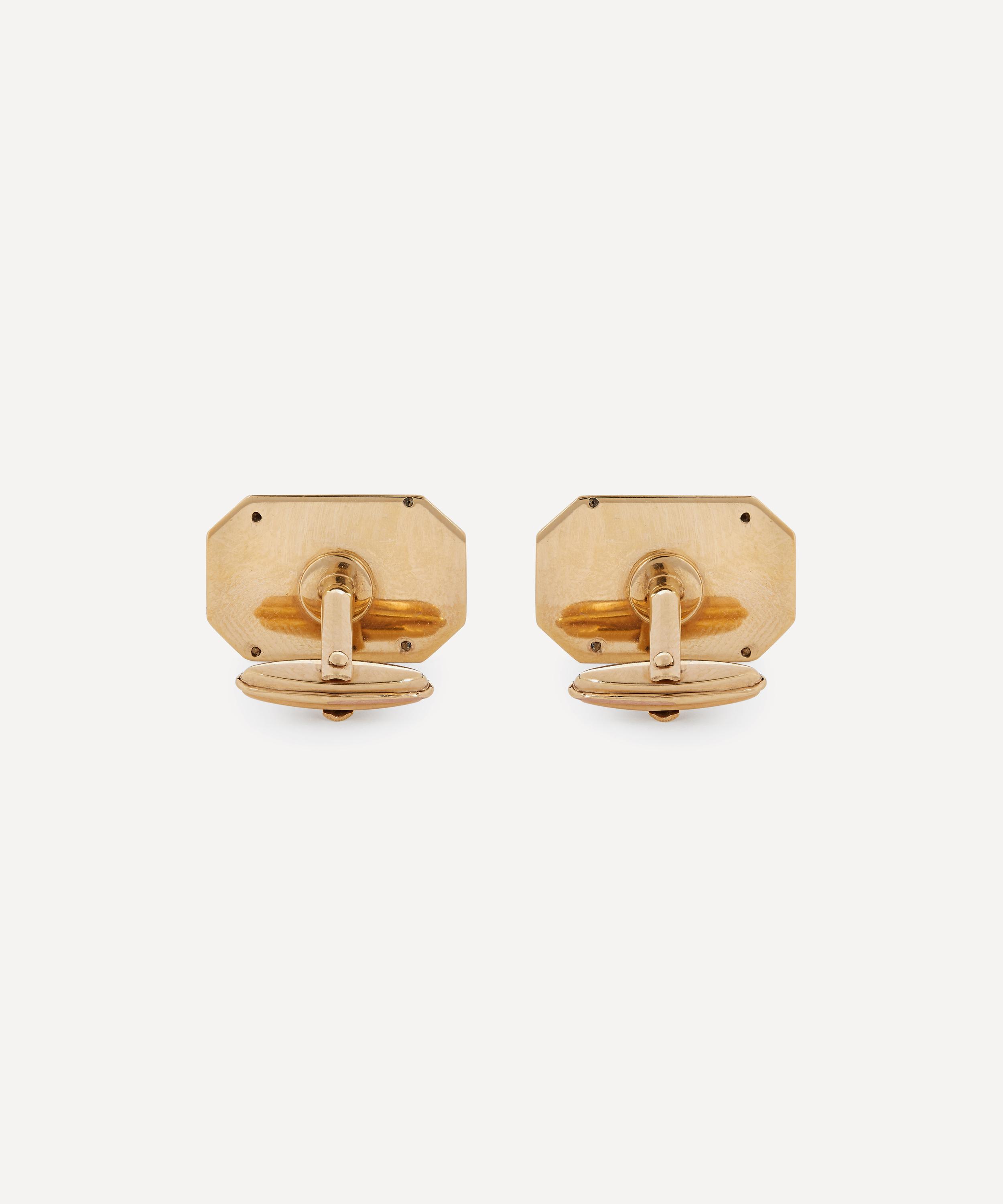 Designer Vintage - 1980s 9ct Gold and Tiger’s Eye Cufflinks image number 2