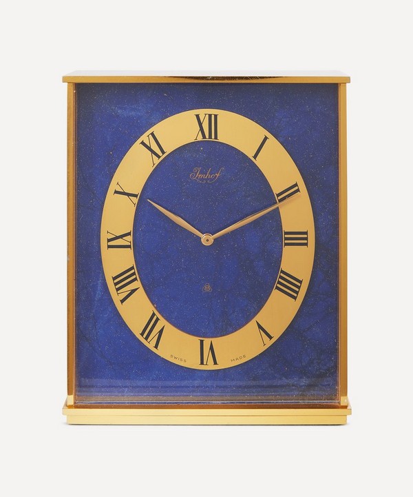 Designer Vintage - 1970s Imhof Gilt and Faux Lapis Lazuli Clock image number null