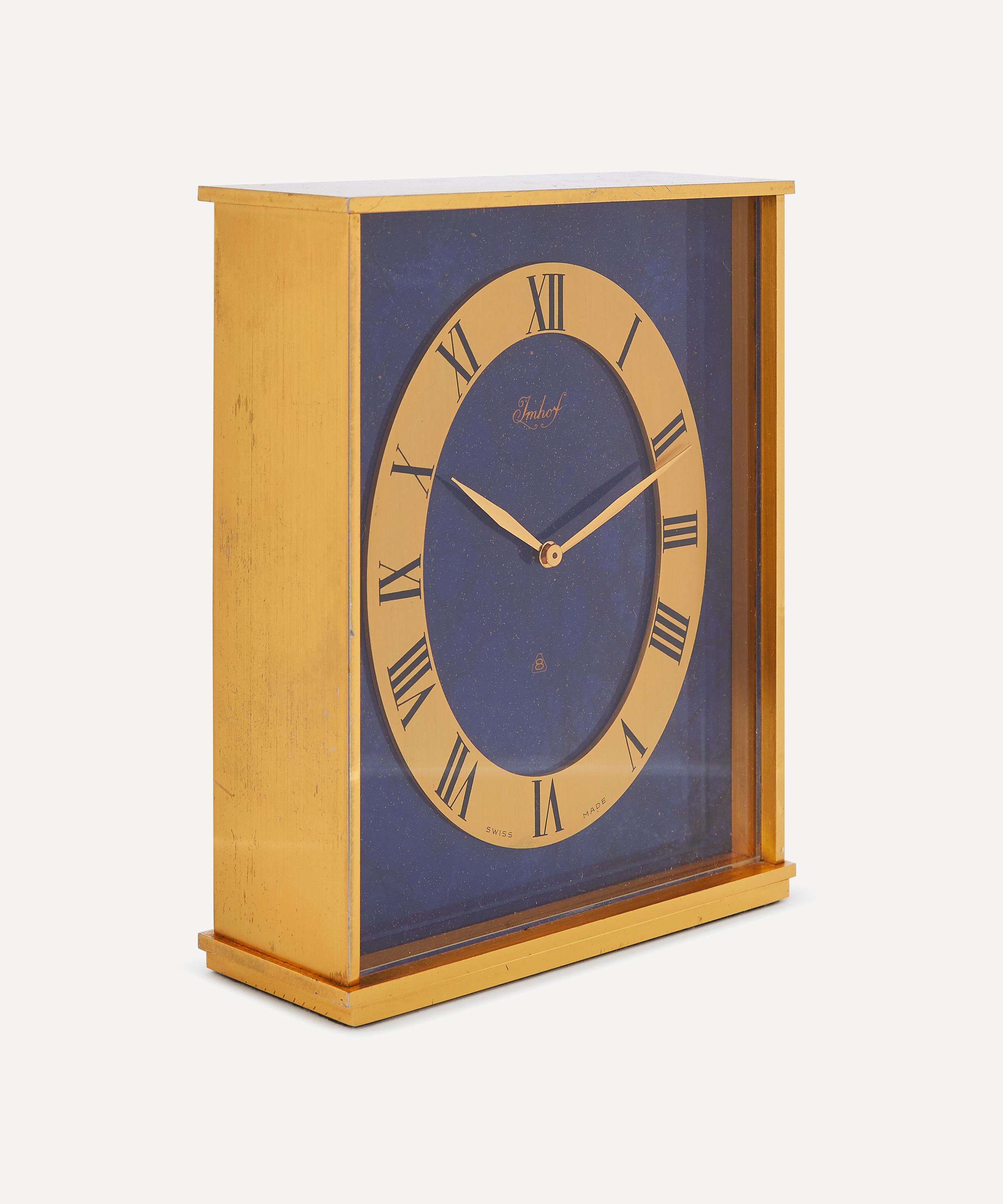 Designer Vintage - 1970s Imhof Gilt and Faux Lapis Lazuli Clock image number 1