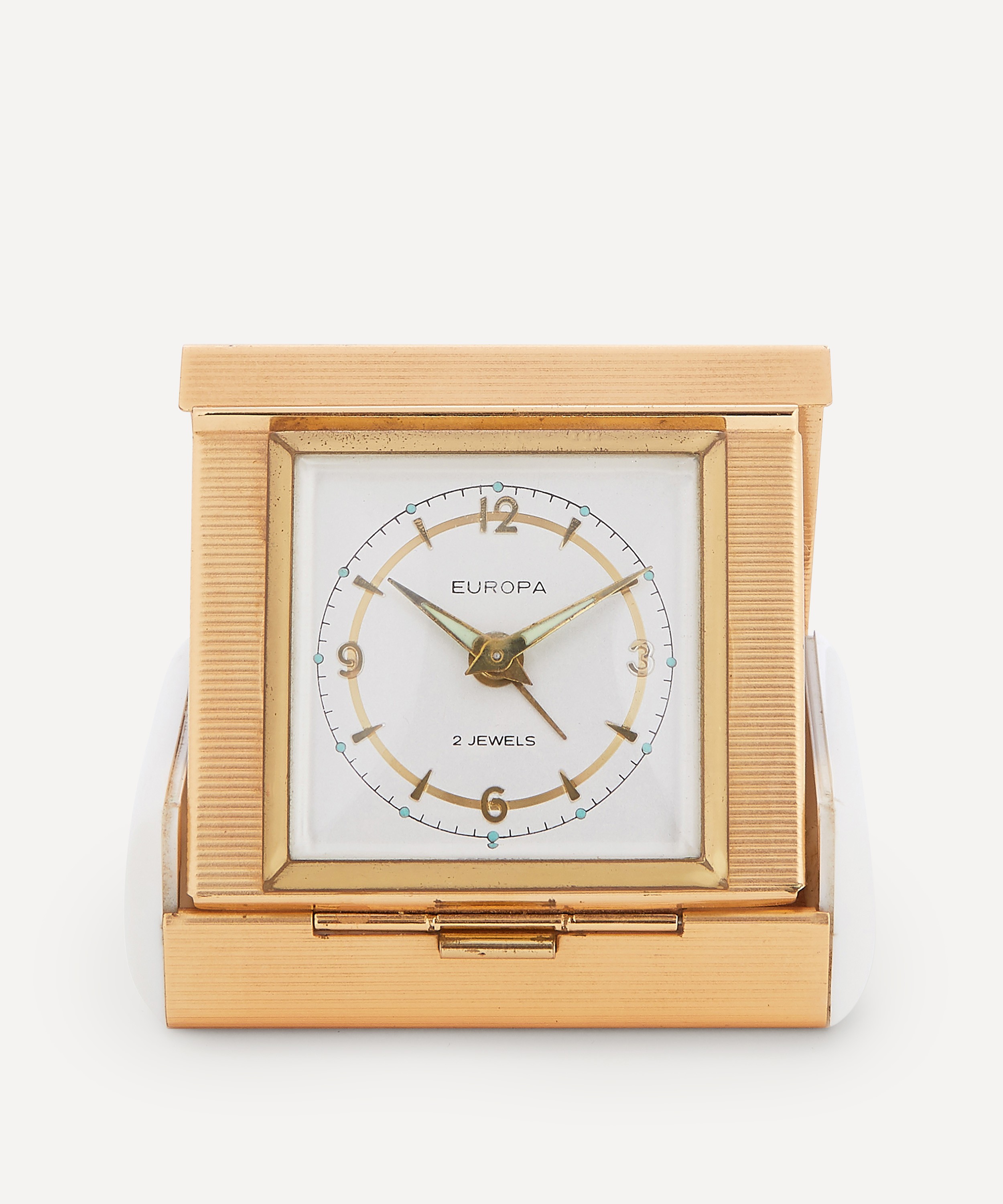 Designer Vintage - 1960s Europa Gilt Travel Alarm Clock image number 0