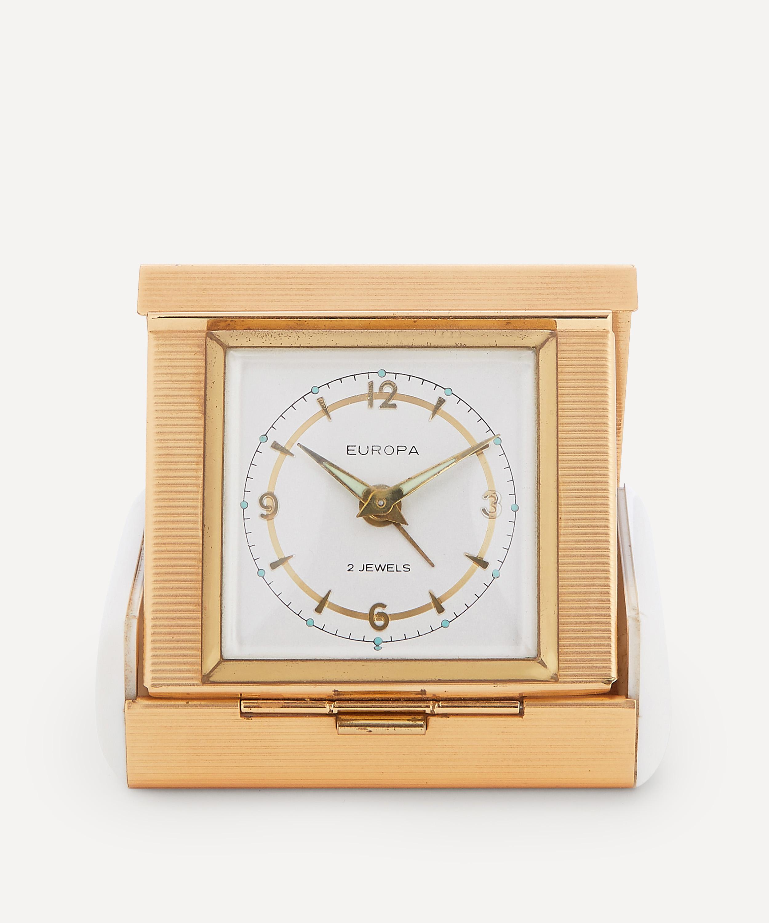 Designer Vintage - 1960s Europa Gilt Travel Alarm Clock image number 0