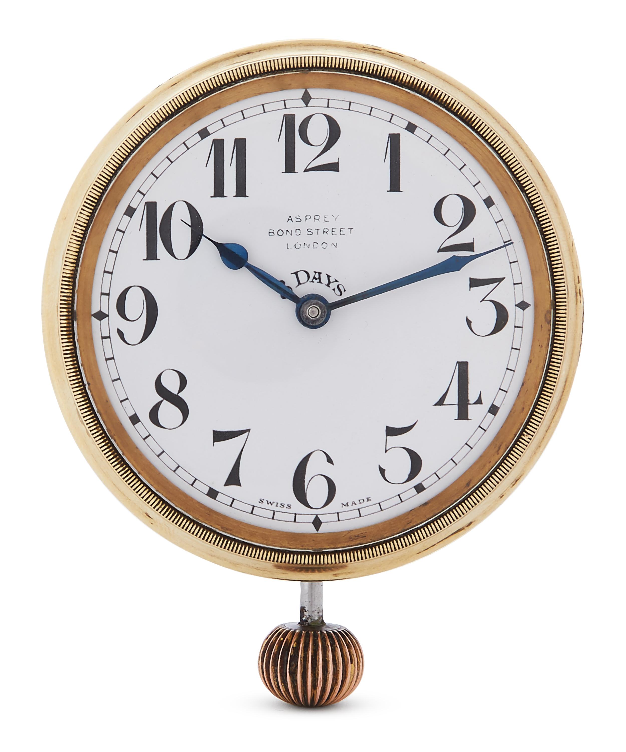 Designer Vintage - 1920s-1930s Asprey Gilt and White Metal Paperweight Clock image number 0