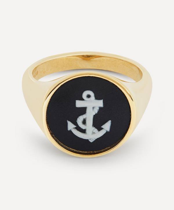Ferian - 9ct Gold Wedgwood Anchor Round Signet Ring image number 0