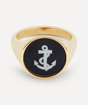 9ct Gold Wedgwood Anchor Round Signet Ring