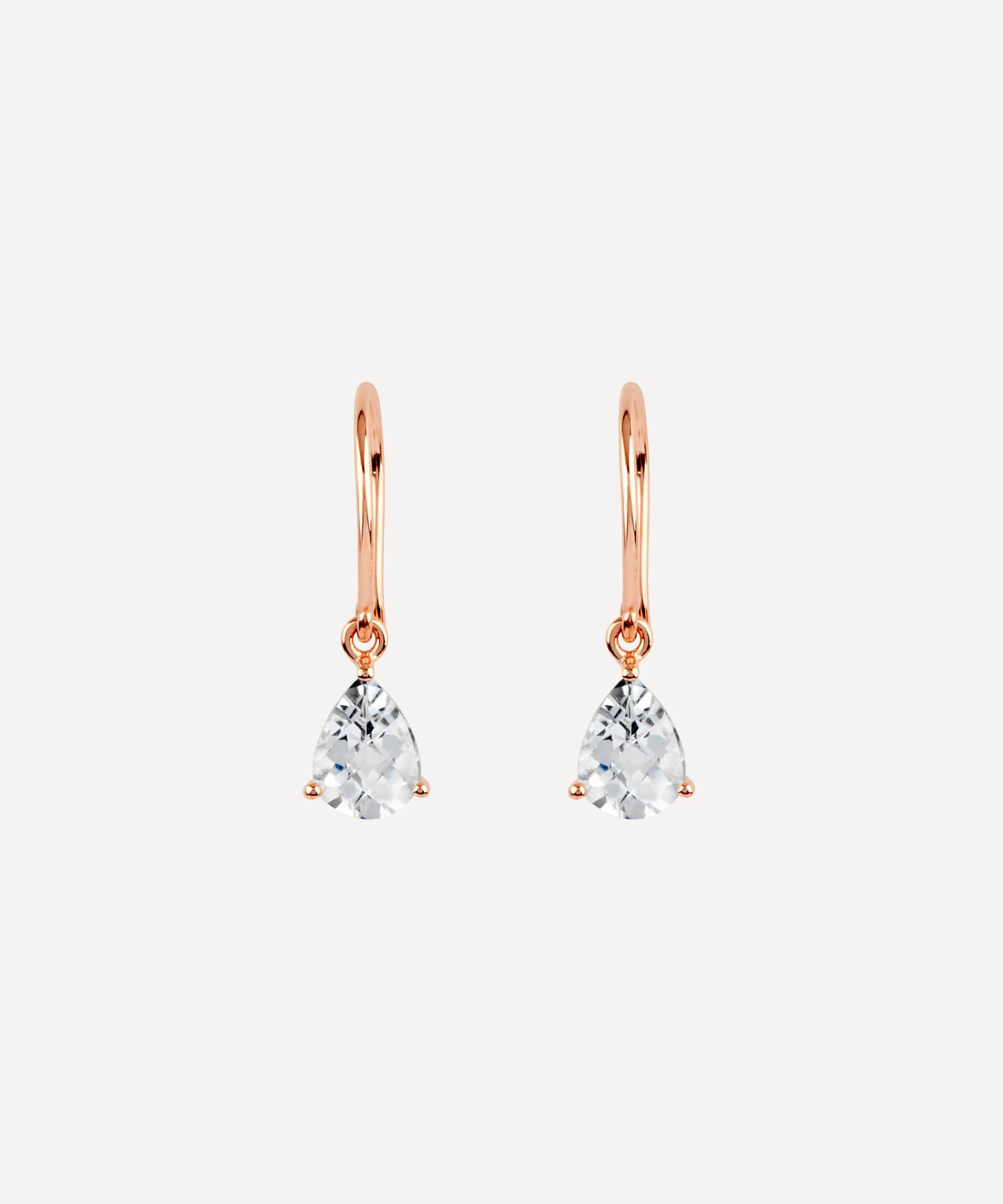 Dinny Hall - Rose Gold Plated Vermeil Silver Gem Drop White Topaz Earrings image number 0