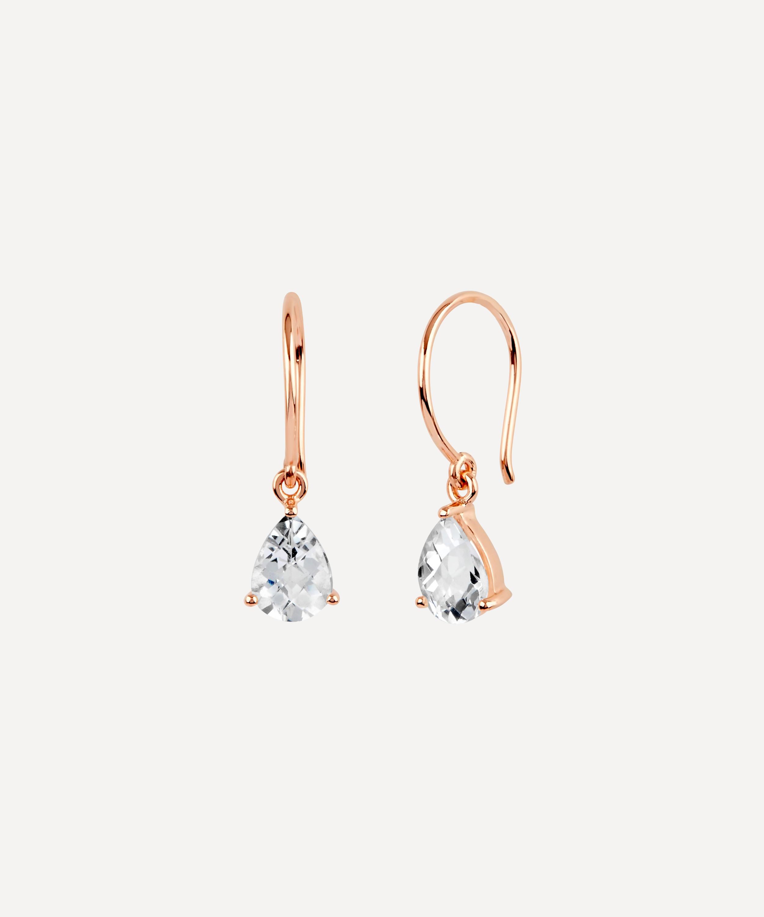 Dinny Hall - Rose Gold Plated Vermeil Silver Gem Drop White Topaz Earrings image number 2