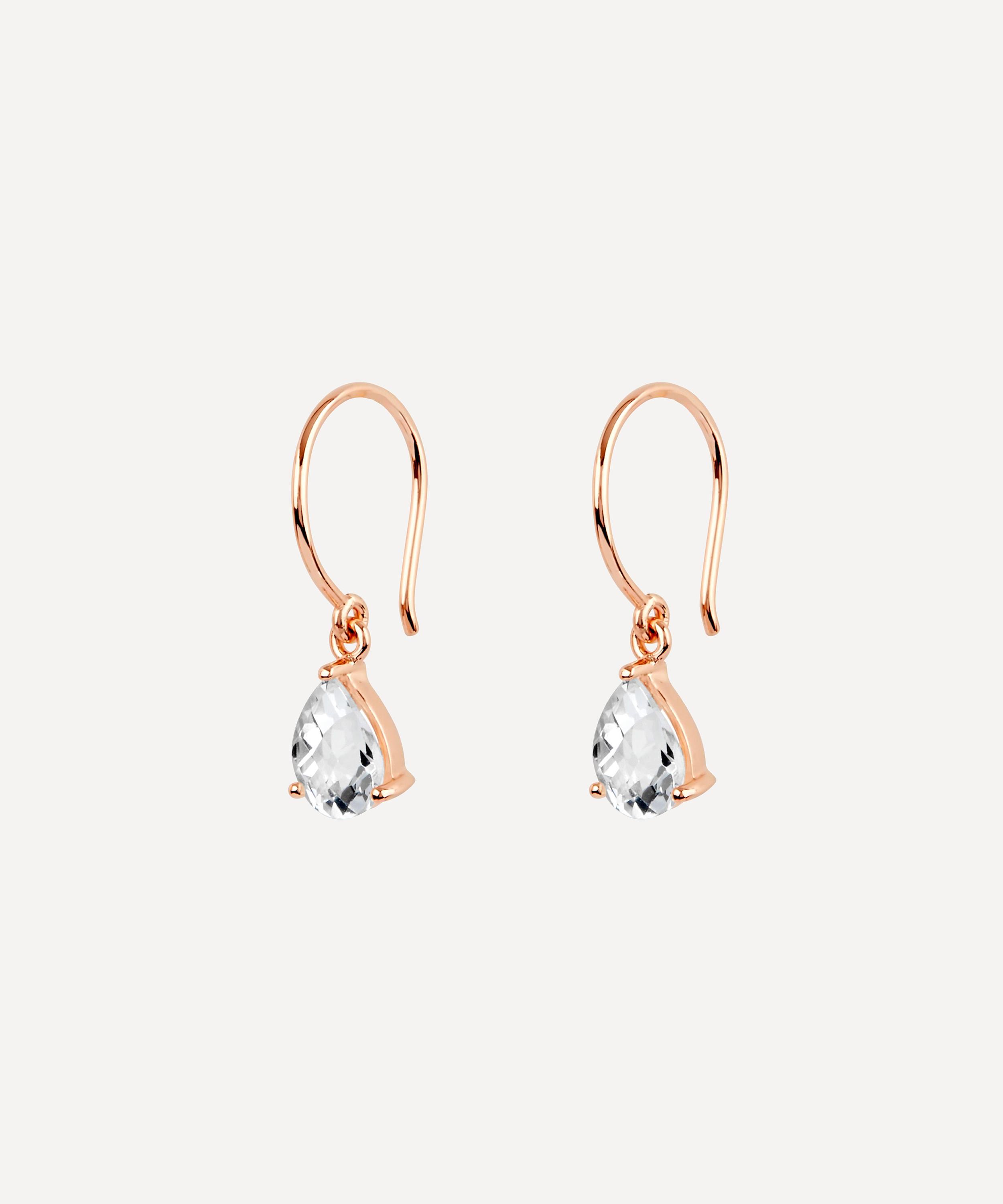 Dinny Hall - Rose Gold Plated Vermeil Silver Gem Drop White Topaz Earrings image number 3