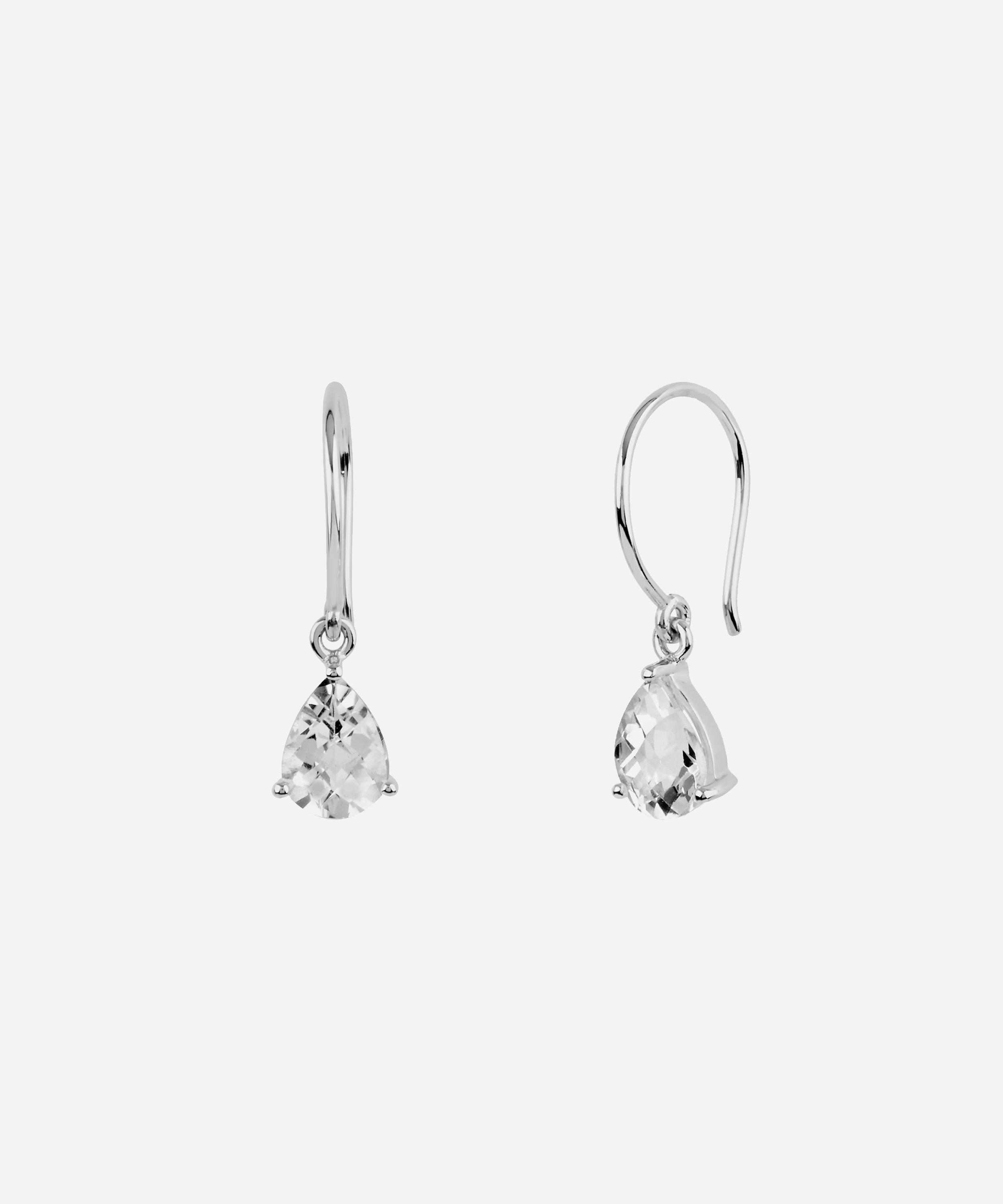 Dinny Hall - Silver Gem Drop White Topaz Earrings image number 2