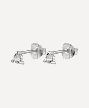 Dinny Hall - Silver Gem Drop White Sapphire Stud Earrings image number 3