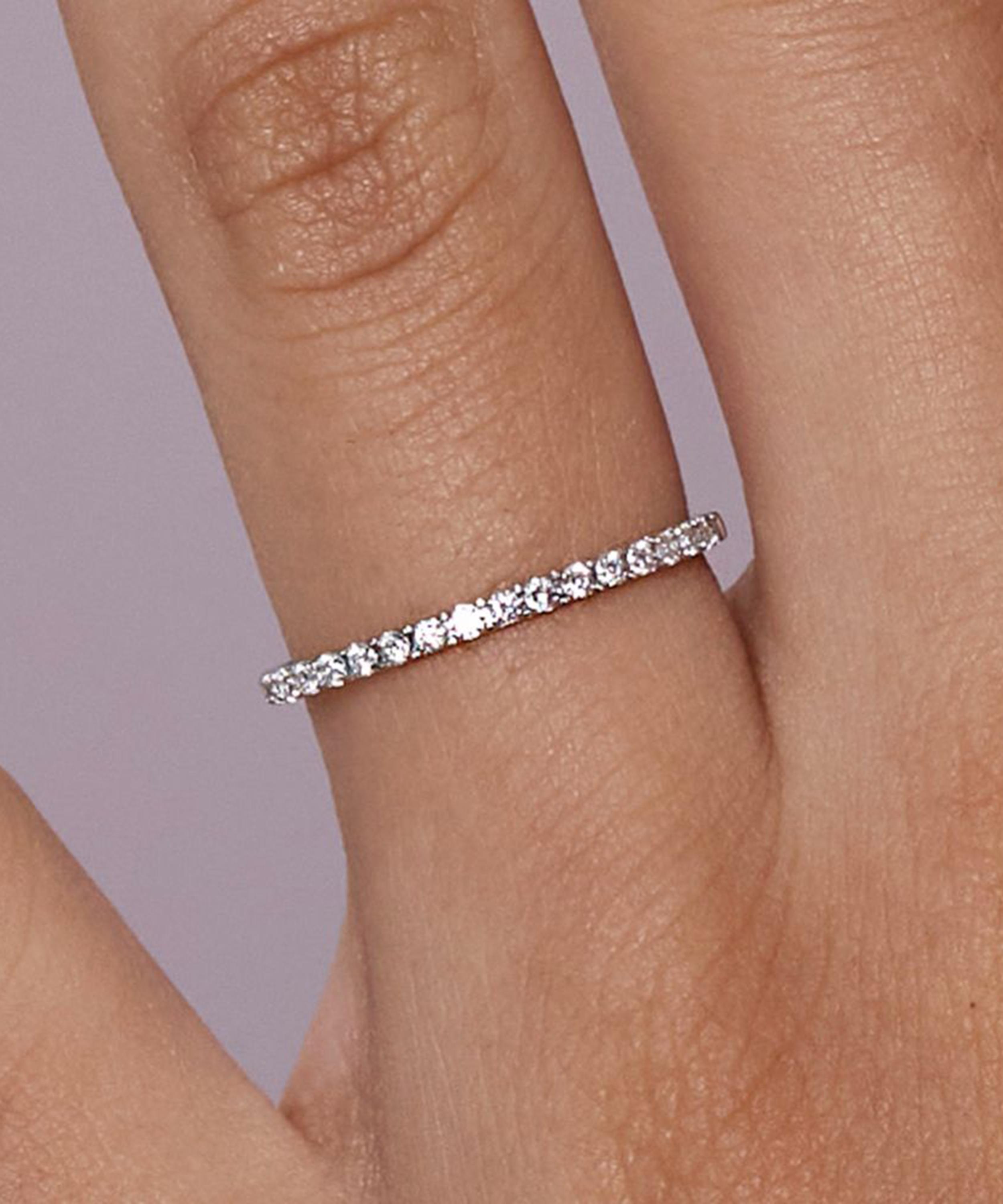 Dinny Hall - White Gold Micro Set Half Eternity Ring image number 2