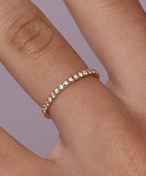 Dinny Hall - Gold Micro Set Half Eternity Ring image number 2
