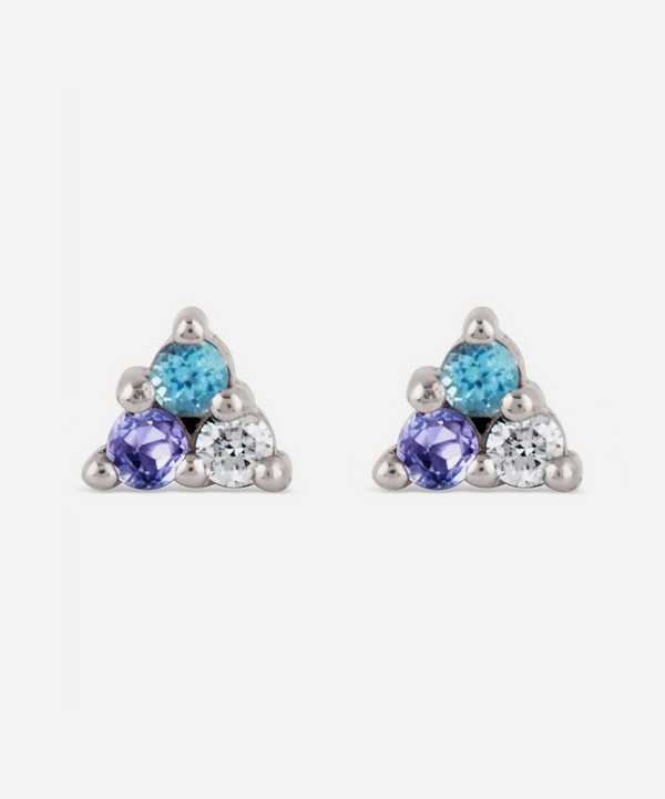 Dinny Hall - White Gold Shuga Mixed Stone Trillion Stud Earrings image number null