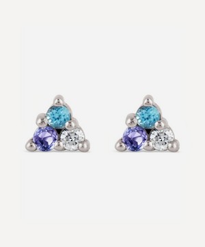 Dinny Hall - White Gold Shuga Mixed Stone Trillion Stud Earrings image number 0