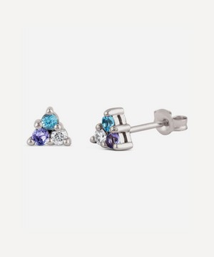 Dinny Hall - White Gold Shuga Mixed Stone Trillion Stud Earrings image number 1