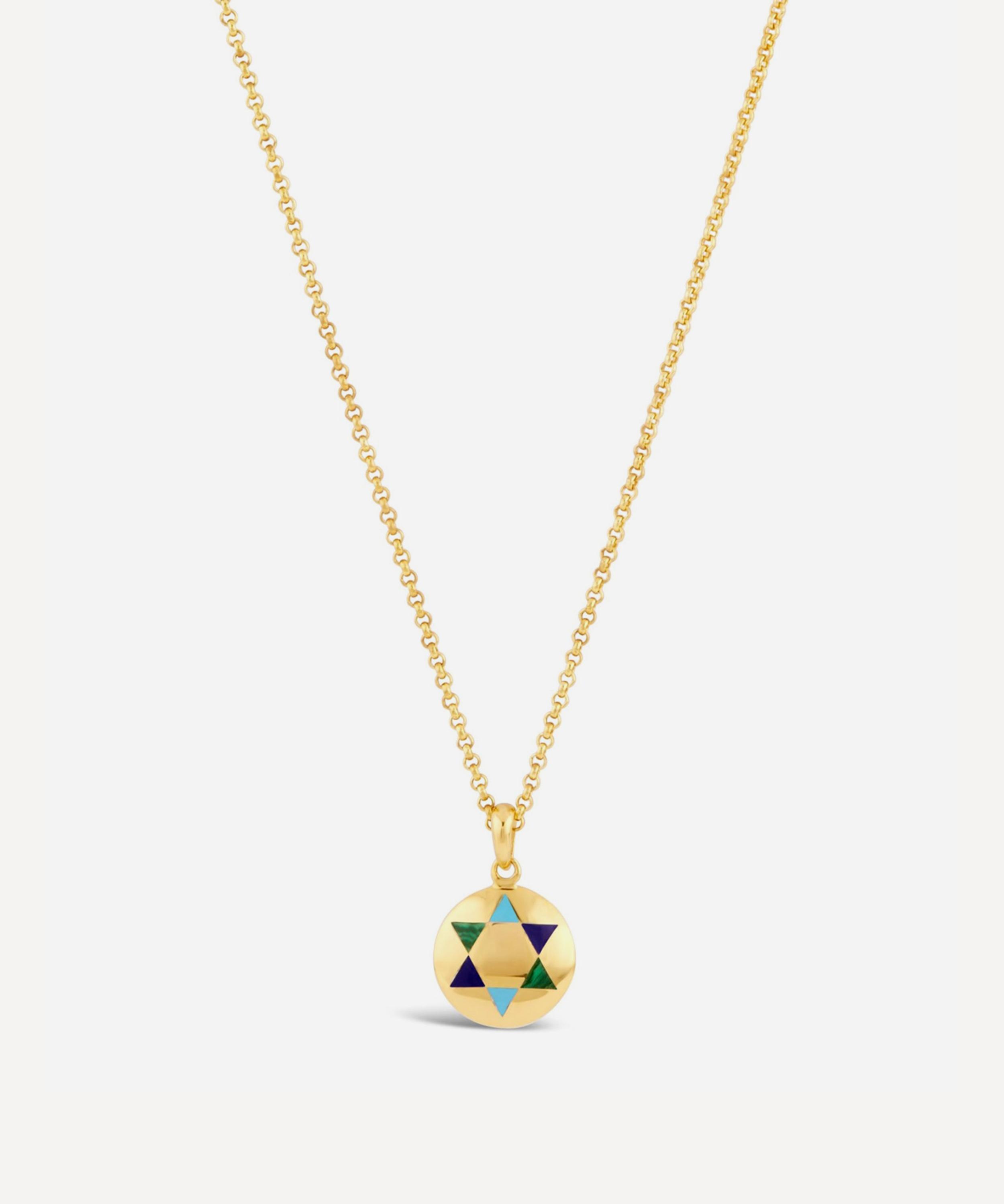 Dinny Hall - Gold Plated Vermeil Silver Sacred Star Disc Inlaid Pendant Necklace image number 1
